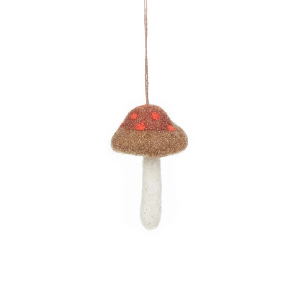 Brown Felt Mushroom Ornament