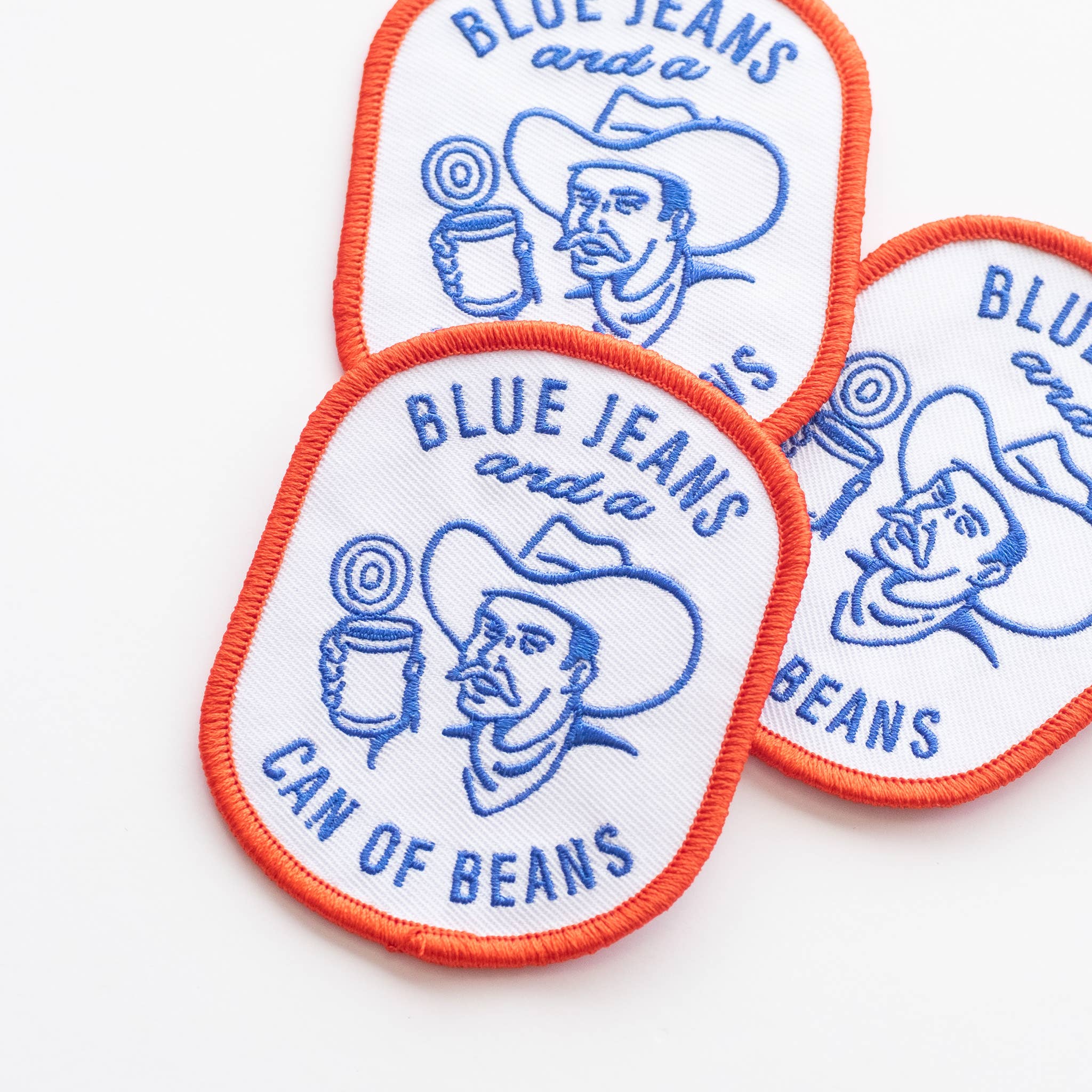 Blue Jeans and a Can of Beans Embroidered Iron on Patch: Yes