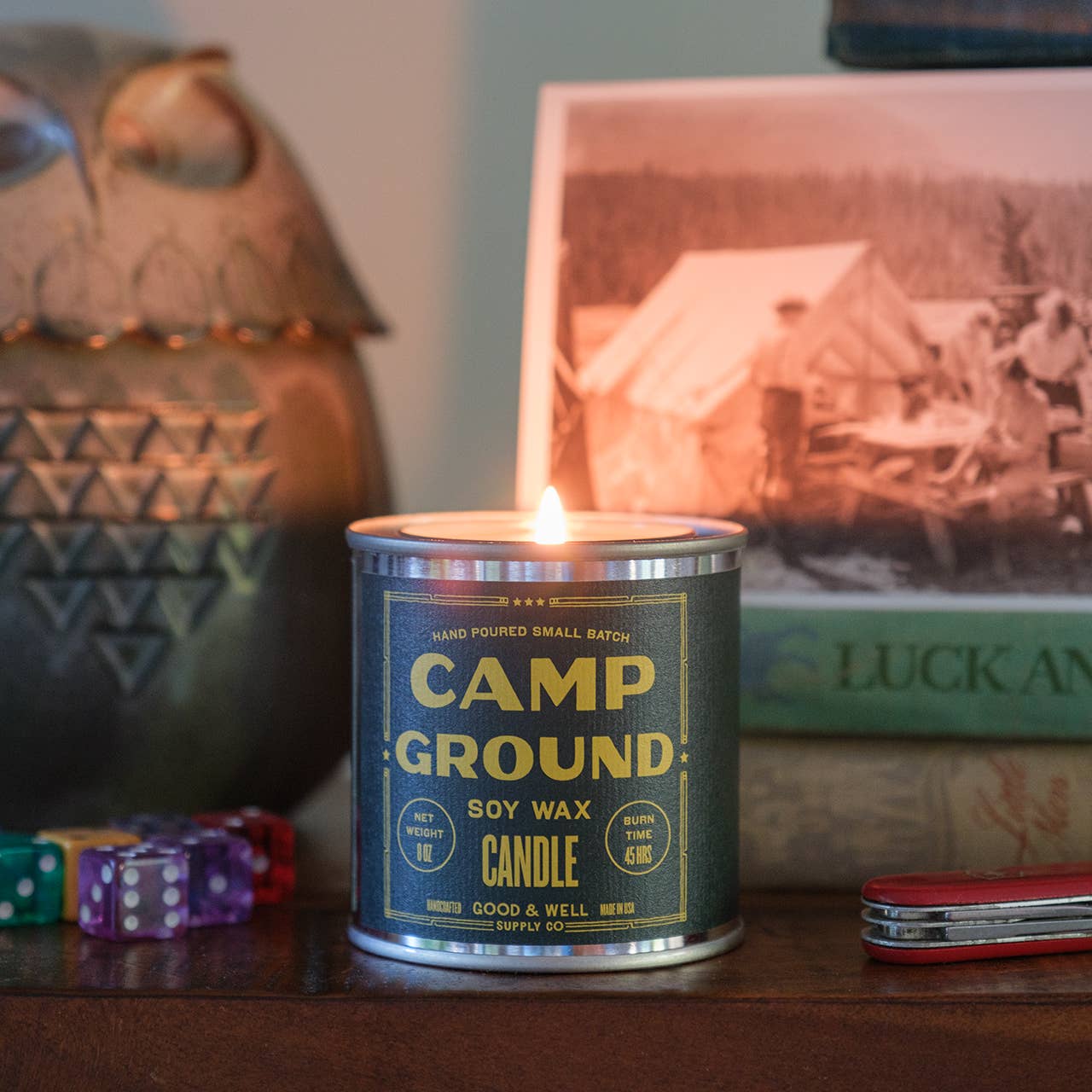 Campground Soy Candle - Happy Place Collection: 1/2 Pint / Cotton Wick