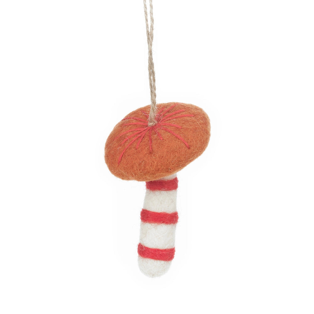 Stripe Felt Mushroom Ornament