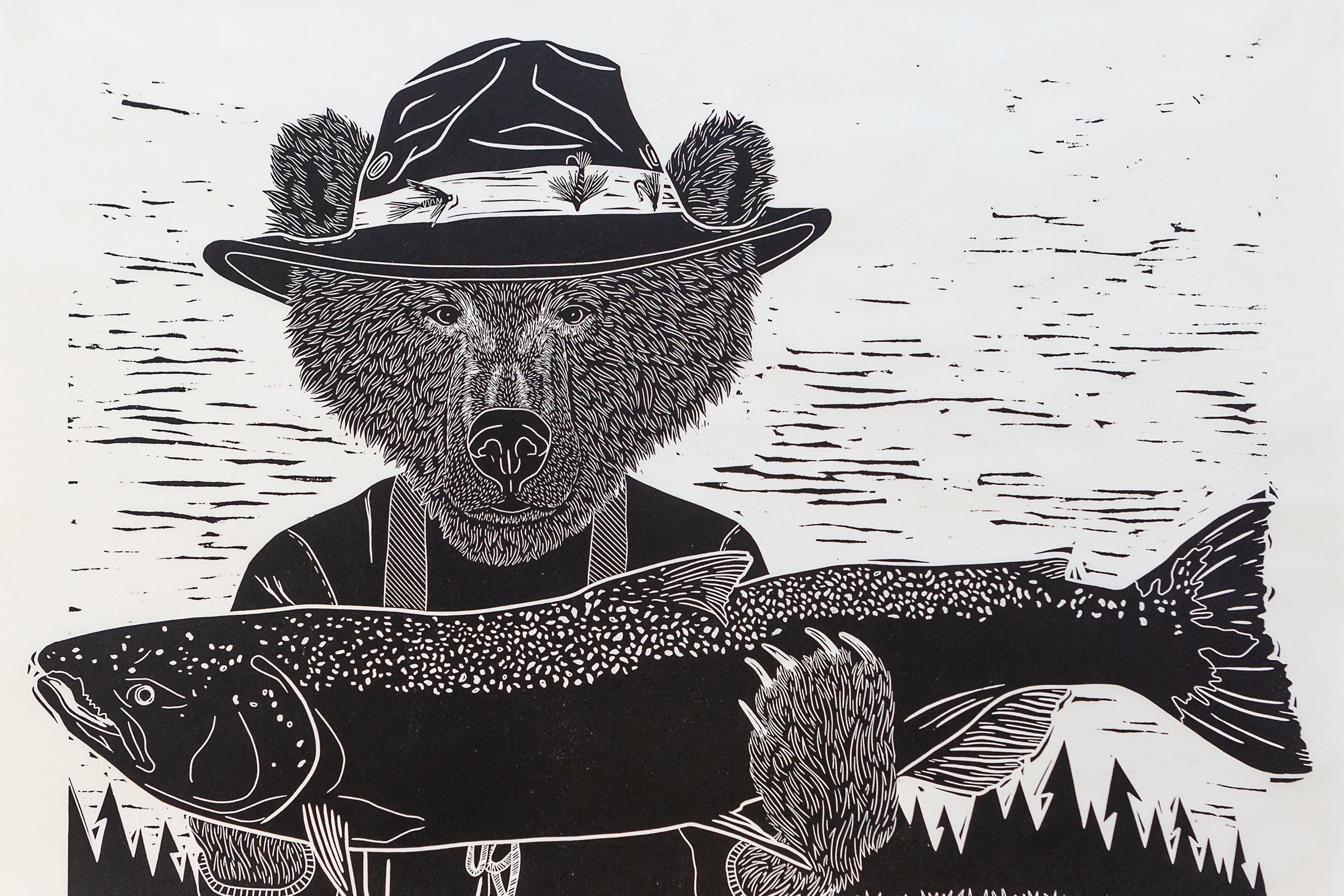 Catch and Release Woodcut Print