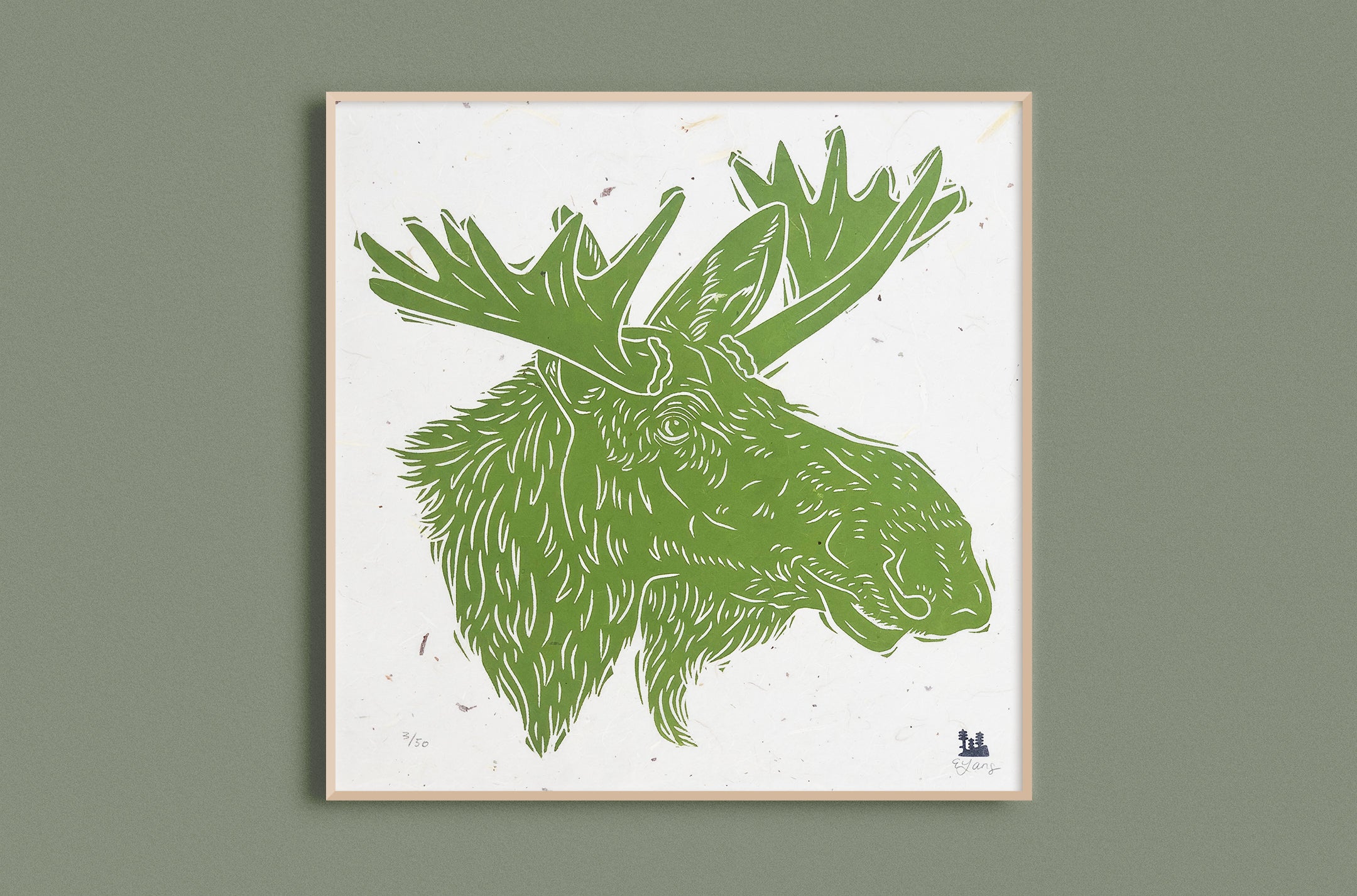 Moose Woodblock Print